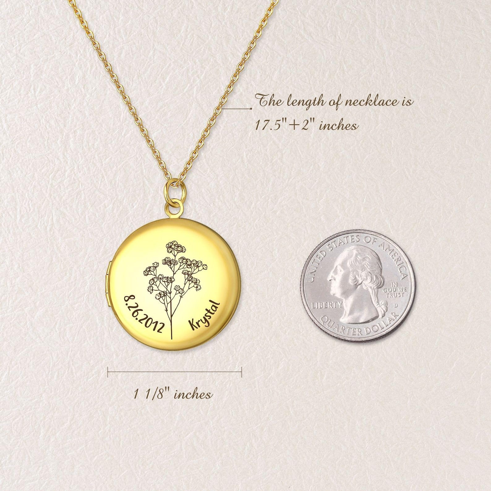 Générique Médaillon avec photo et fleur de naissance, forme ronde, fin