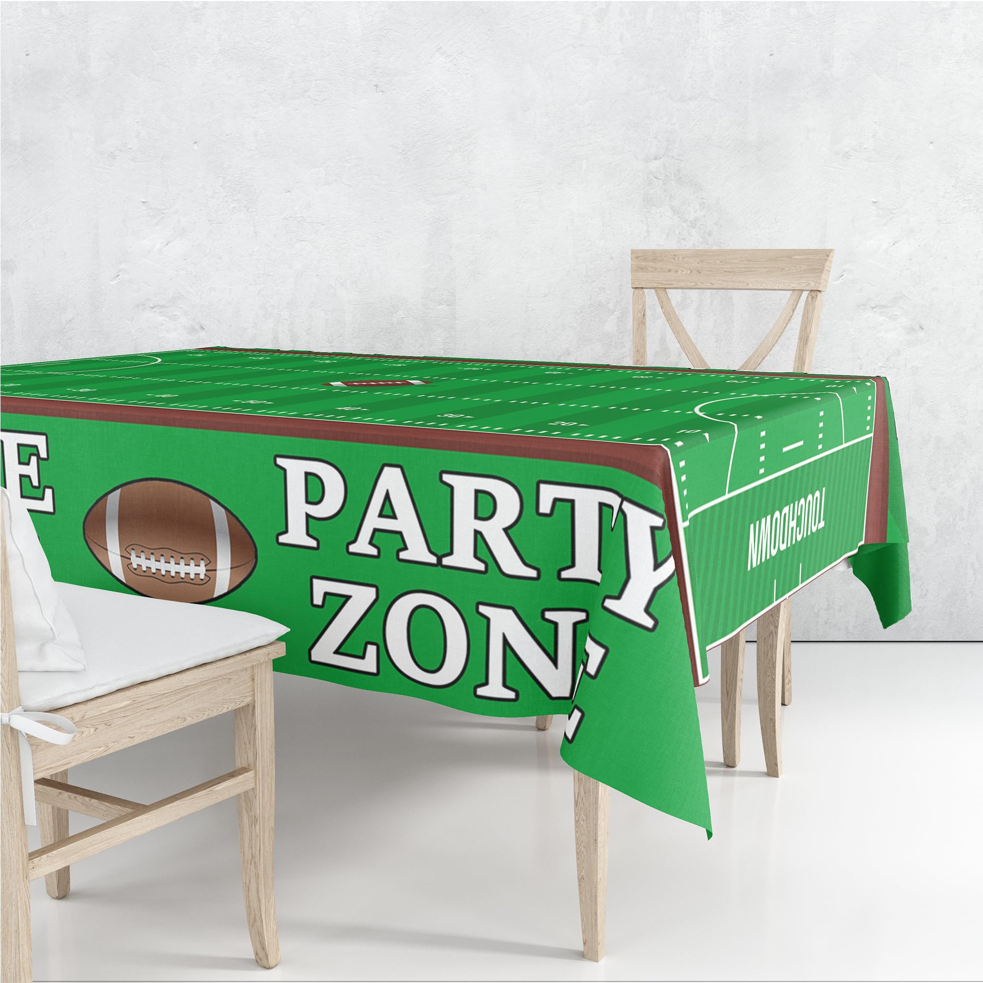 QIKSION Football Party Tablecloths 2 Pack - 54x108 Inch Disposable Plastic Table Covers