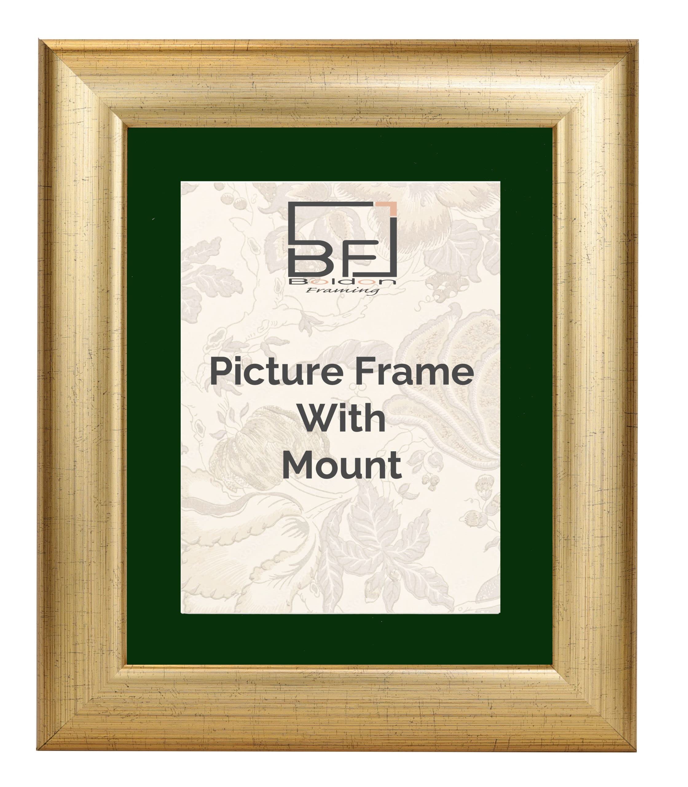 Soft Gold Picture Frame With Dark Green Mount From our Lisbon Range