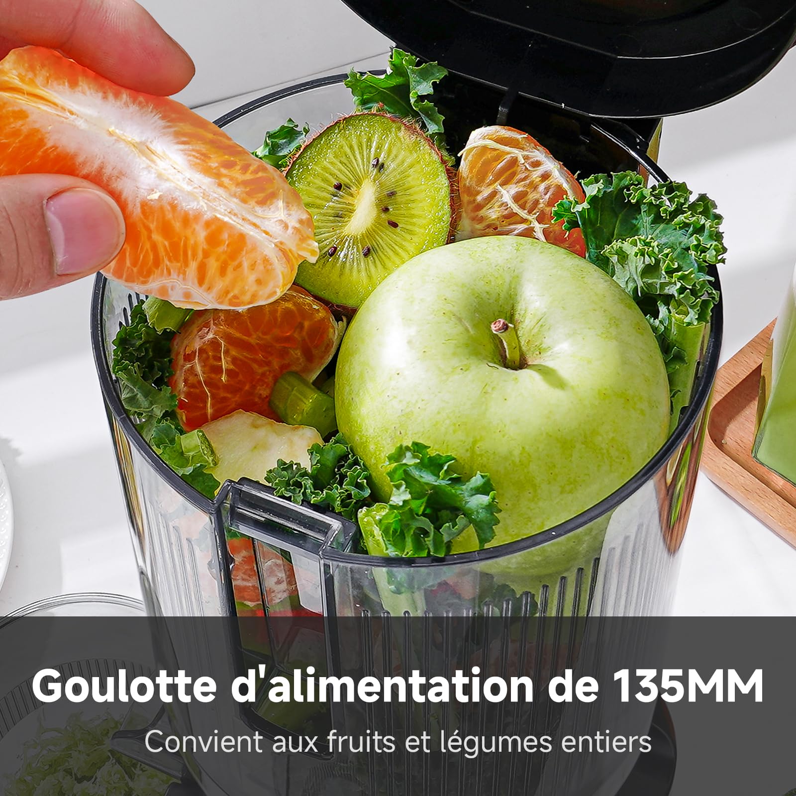 AMZCHEF Extracteur De Jus Avec Deux Tarières, Ouverture 135 Mm, Grande Capacité
