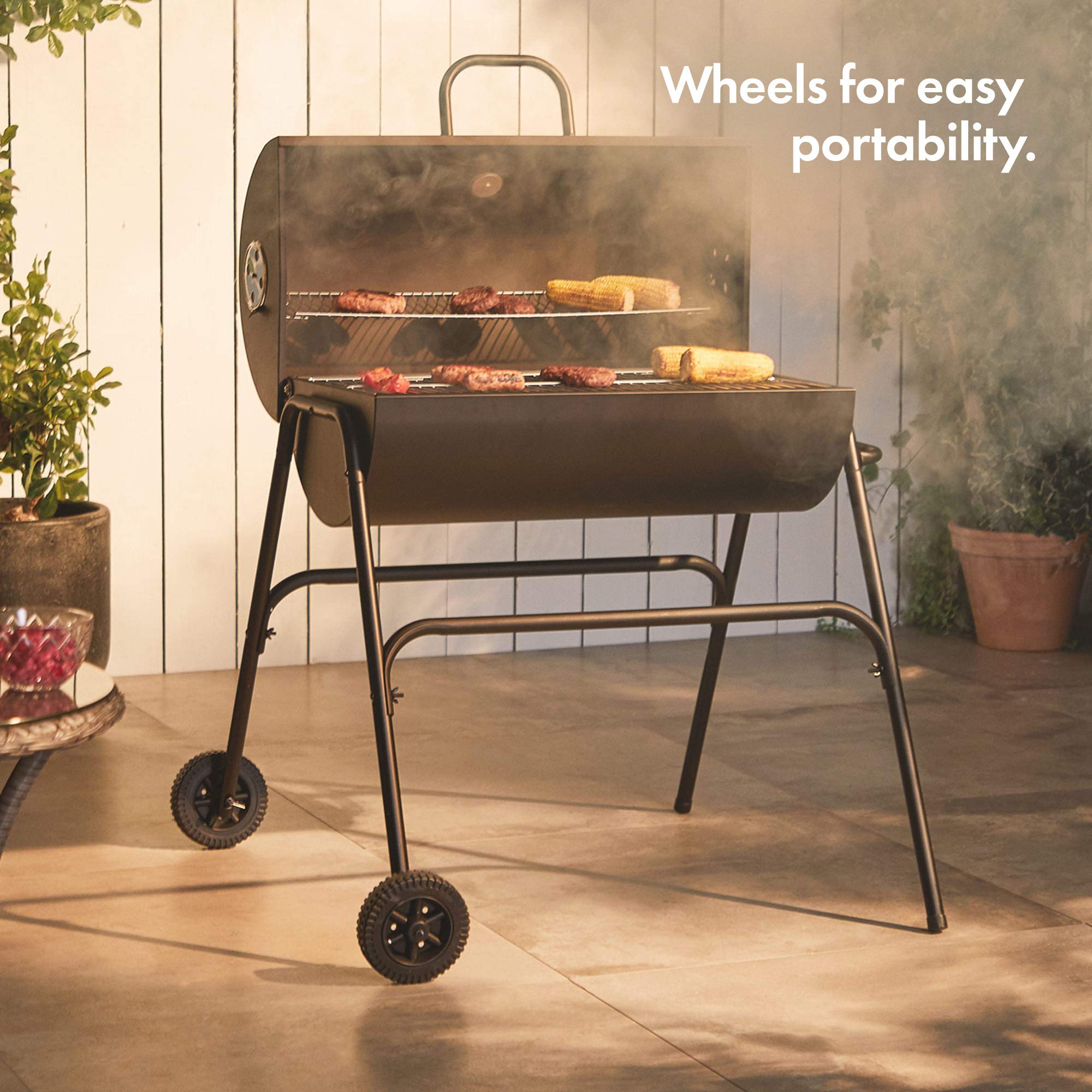 Buy VonHaus Barrel Charcoal BBQ Barbecue with Large Cooking Grill