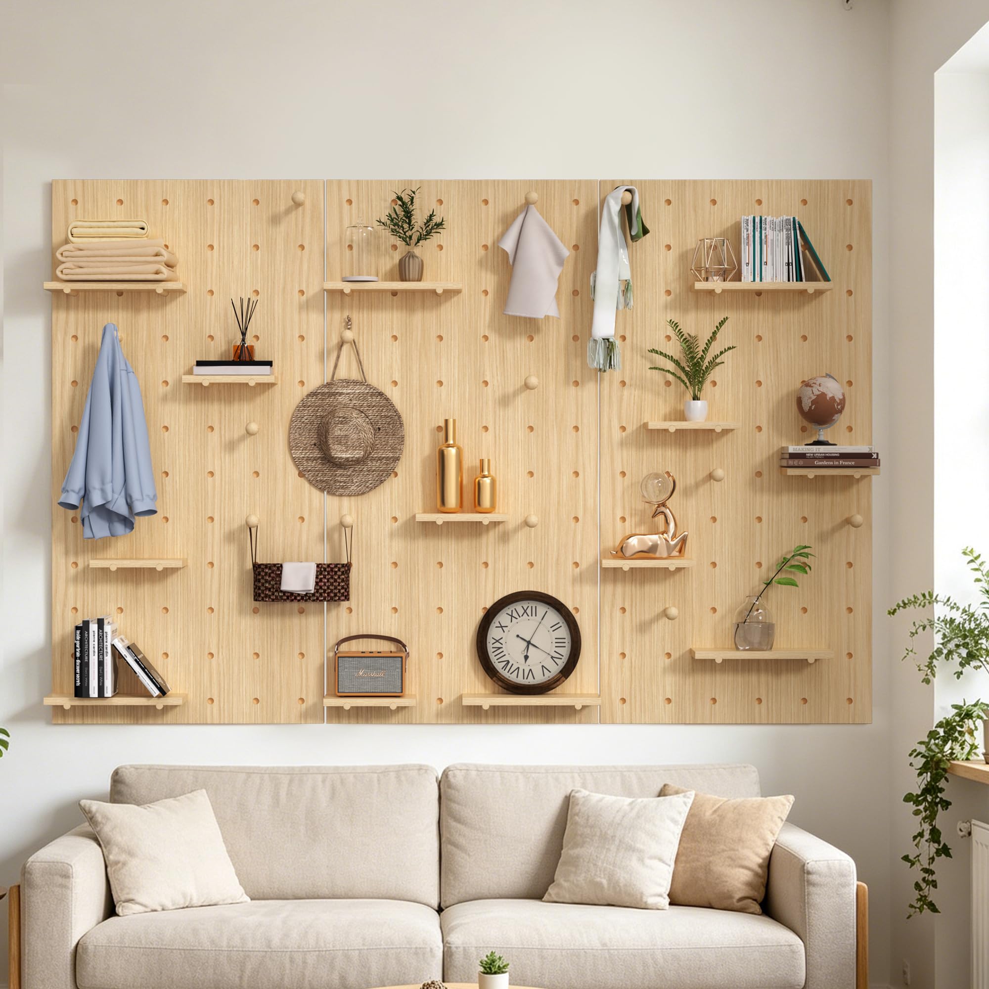 Photo 1 of AMSXNOO Modular Wood Peg Board Wall Organizer Kit 47.2X70.9IN