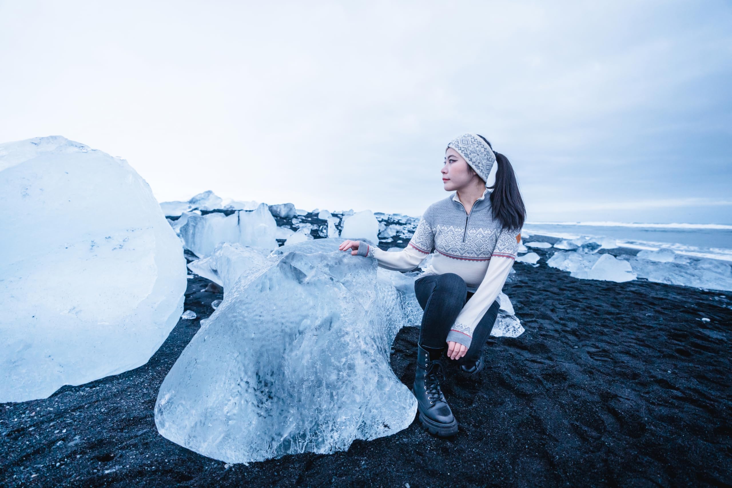 ICEWEAR Gerðe feiner Merino-Damenpullover mit halbem Reißverschluss
