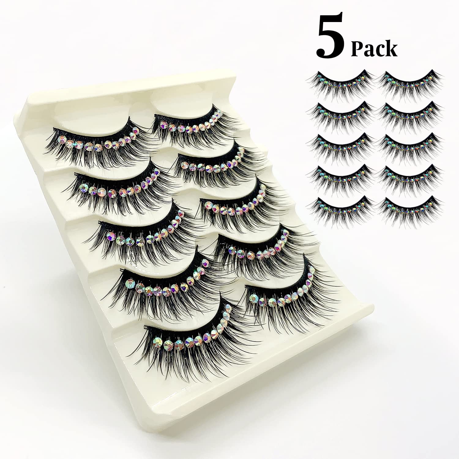 LSTHK False Eyelashes, 5 works of 3D Fake Lashes, Natural Look, Colourful False Eyelashes - Image 4