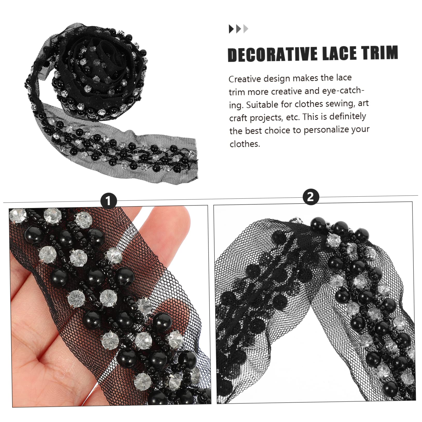 5stücke Sewing Lace Trim Mit Perlen Und Strass Reihig Dekorative Spitze Für Hochzeiten -projekte Kleidung Und Bastelarbeiten