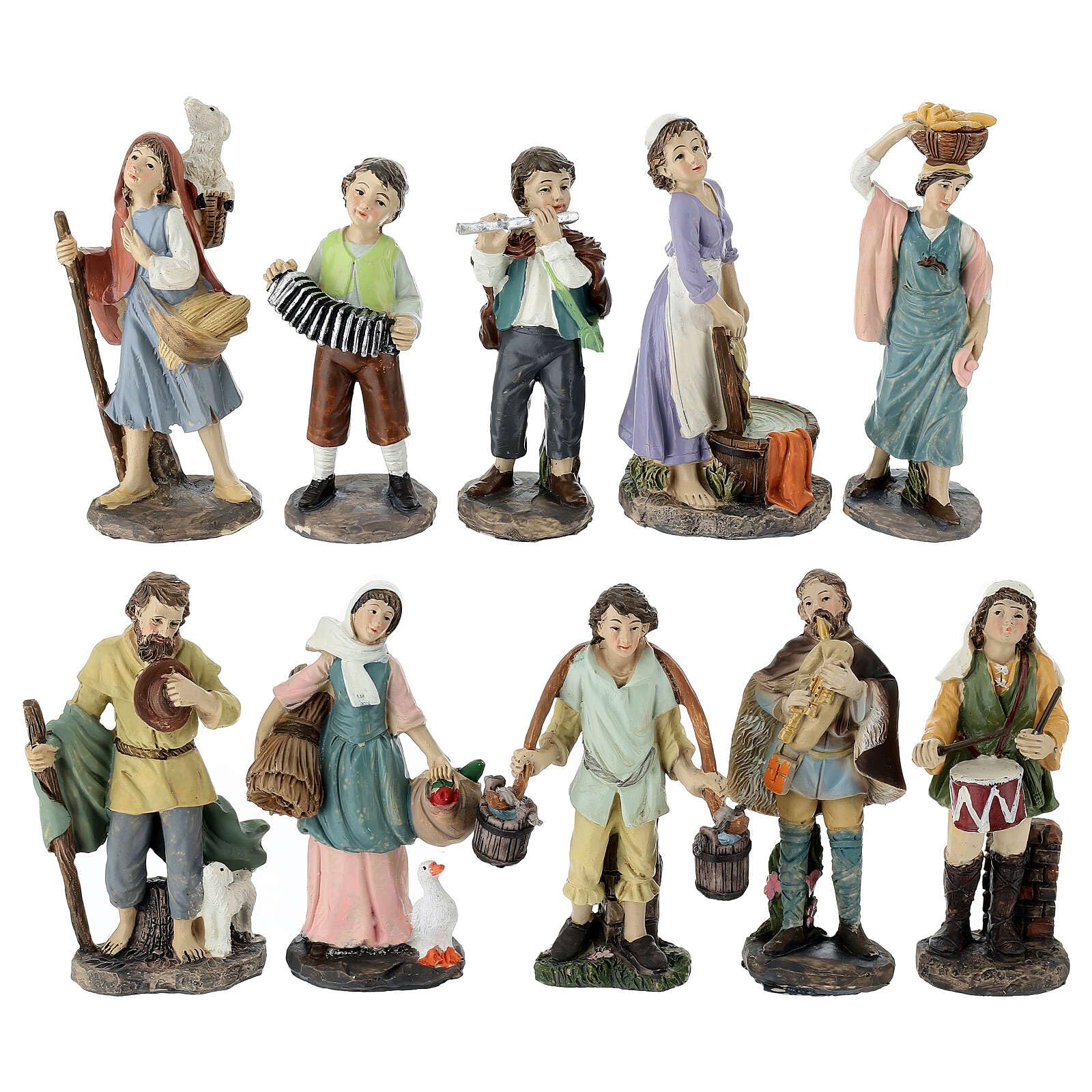 Holyart Statues en résine et PVC: Set 10 santons crèche 10 cm résine