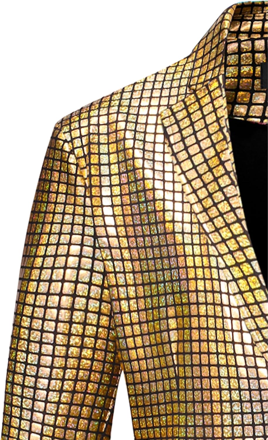 ZEROYAA Men's Metallic Shiny Suits Disco Sequin Blazer and Pants 2 Piece Sets for Party Prom - Image 5