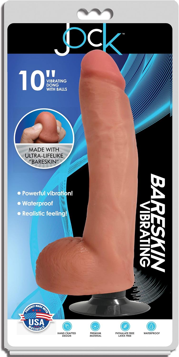 Curve Novelties 10" Bareskin Vibrating Dildo Balls - Light