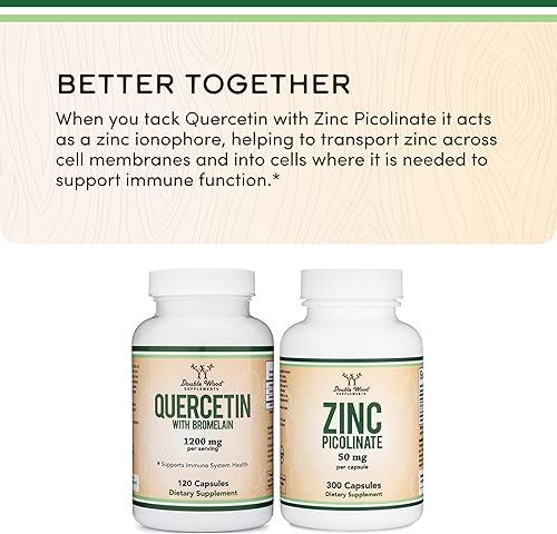 Miniatura 5 de Quercetina 1000 mg con bromelina 200 mg, 120 cápsulas Suministro para 2 meses Puede fortalecer el sistema inmunológico Double Wood Supplements.