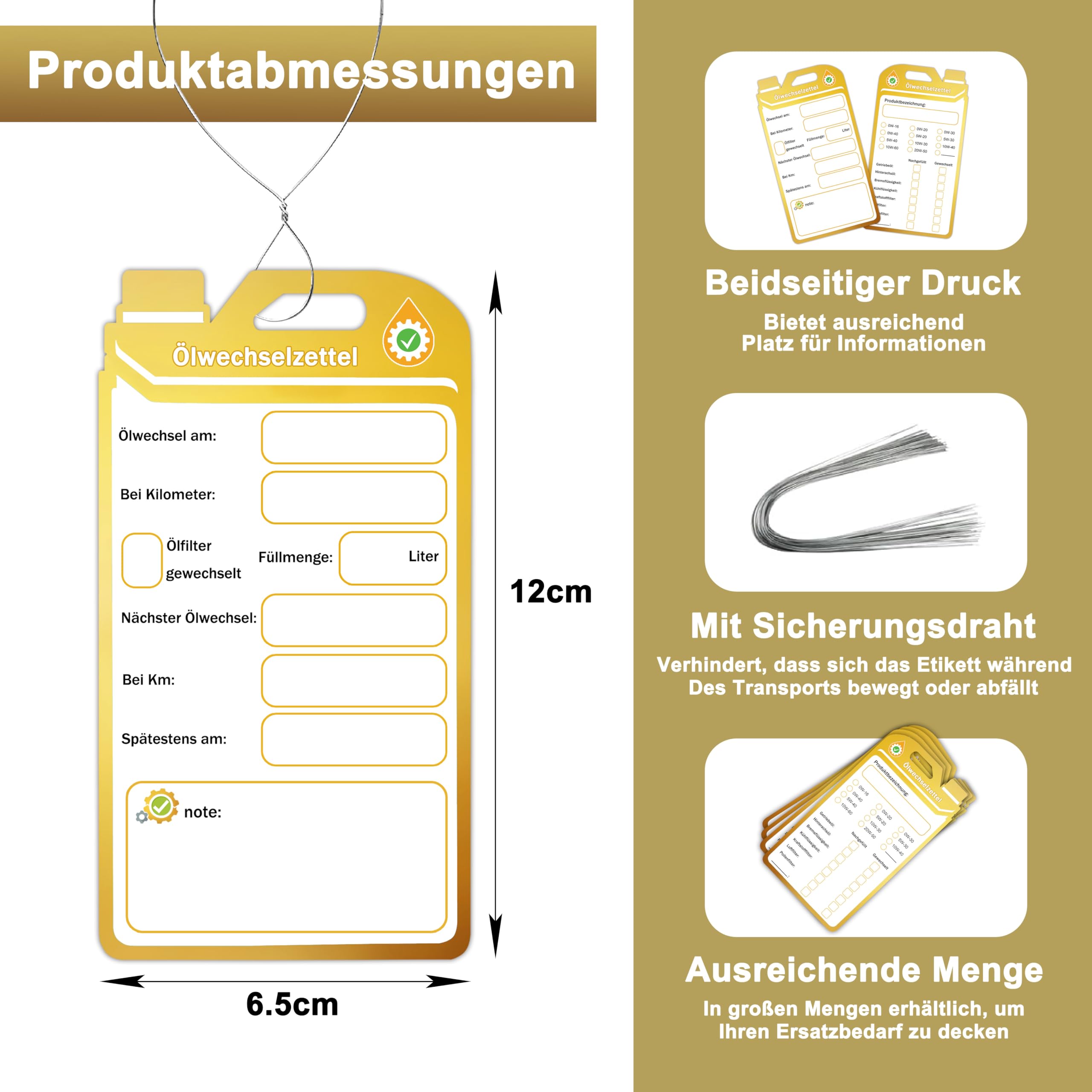 50 Stück Ölwechselzettel,Ölwechsel set Ölwechsel Anhänge,Ölwec Öl Schildehselzettel (50 Stück) - 2
