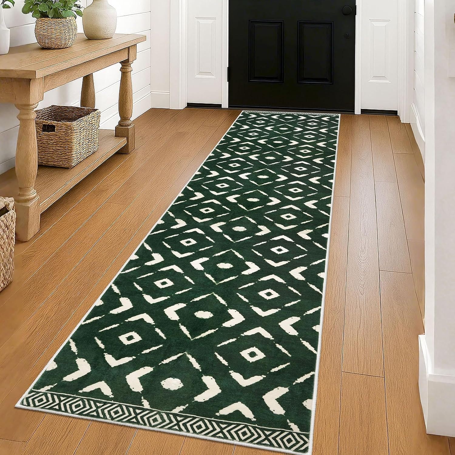 Alfombra cocina de pelo corto y largo con base antideslizante y estampado geométrico