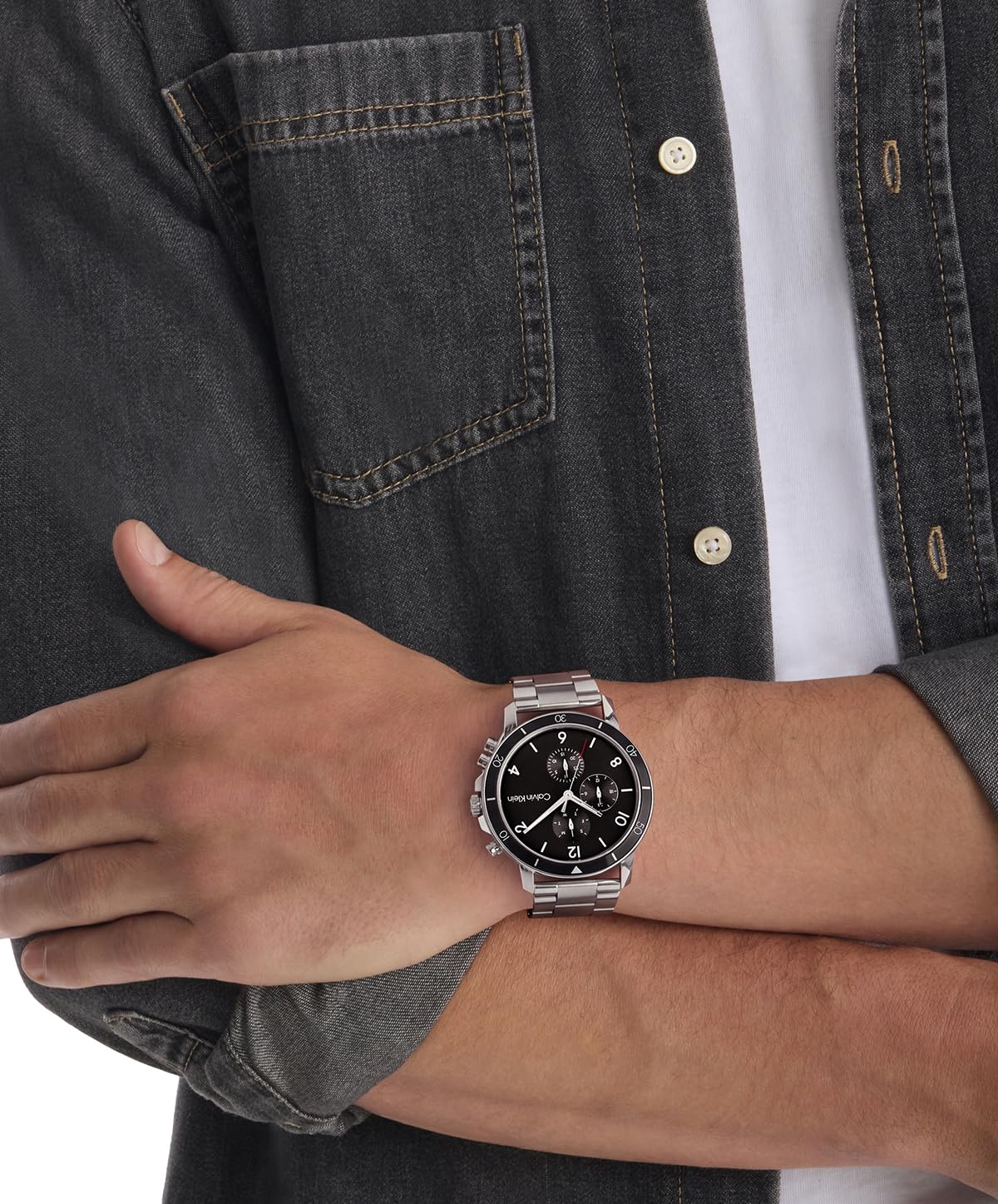 Calvin Klein Reloj Analógico de Cuarzo multifunción para Hombre con Correas en Acero Inoxidable o Silicona