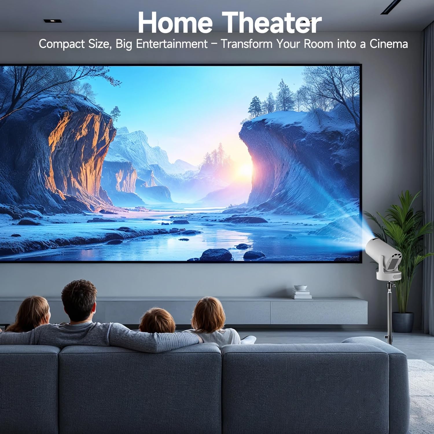 Tragbarer Beamer 4K, 1080P FHD Mini Beamer, kompatibel mit Android und Netflix, WiFi 6, BT 5.0, 180°-Drehung, Projektor mit automatischer Trapezkorrektur.