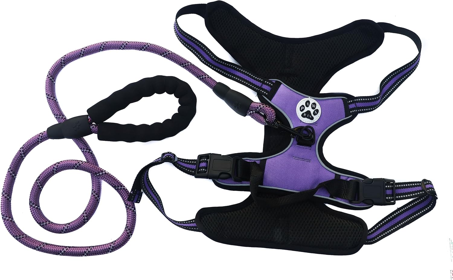 Dog Harness & Leash (Purple, Medium) Best No Pull Dog