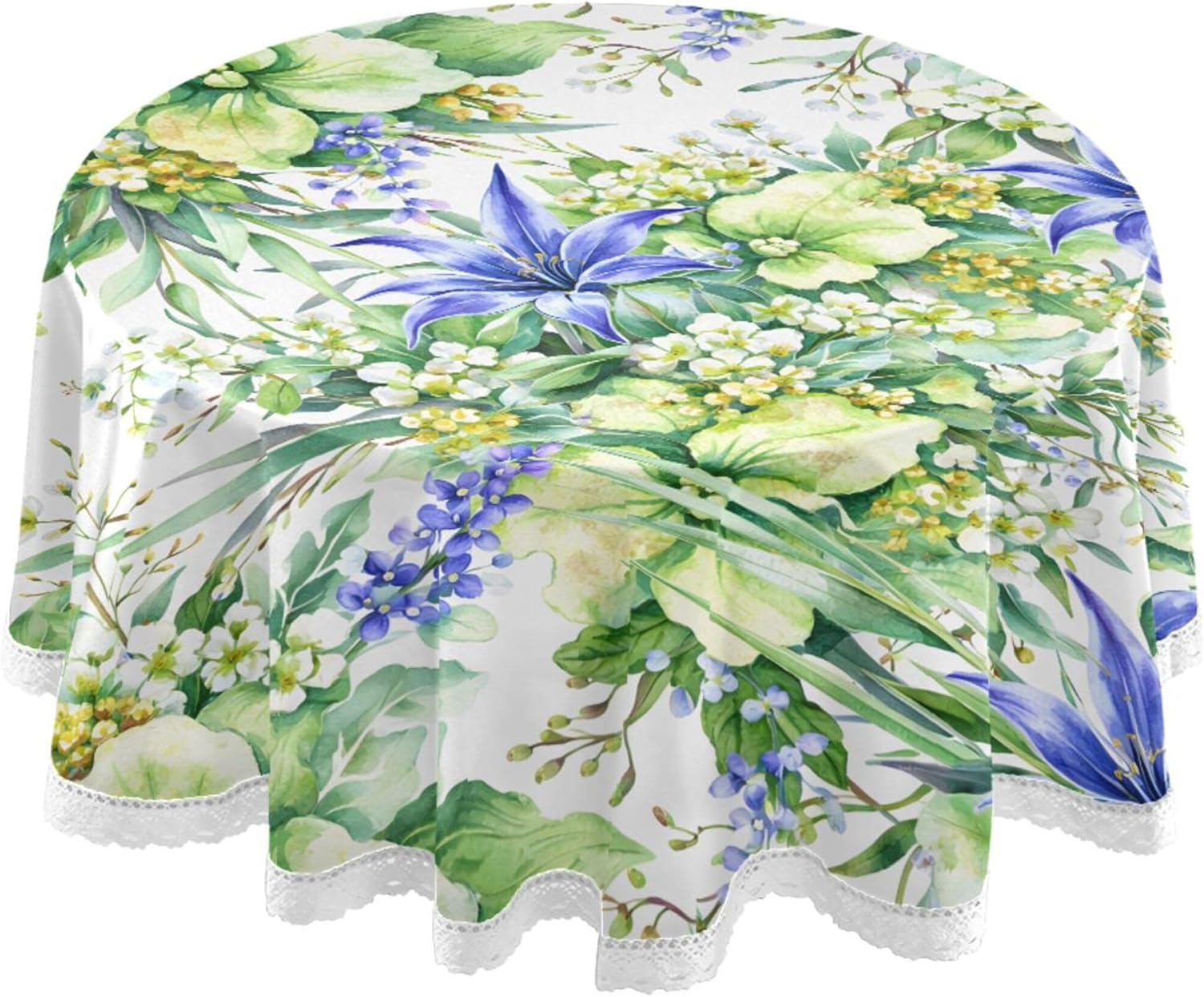 MNSRUU Round Tablecloth Watercolor Flowers Iris Table Cover Round 60" Waterproof Table Protector for Outdoor Wedding Party Dining Room Table