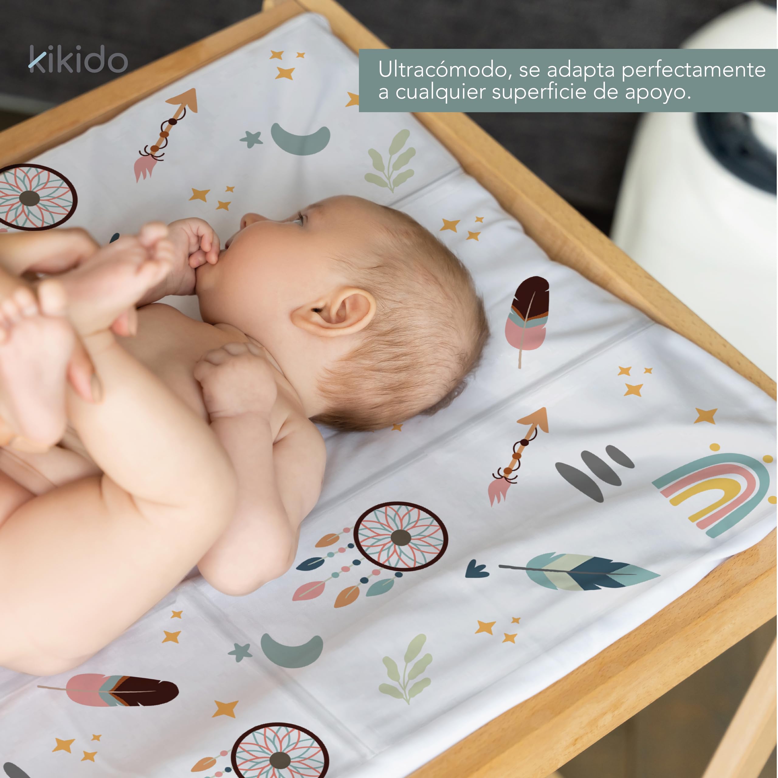 Kikido Cambiador Portátil Bebé 40x60 cm - Cambiador Bebe Impermeable Plegable - Cactus - Cambiadores Plegable Bebé Portátil para Cambio de Pañal - 60x40
