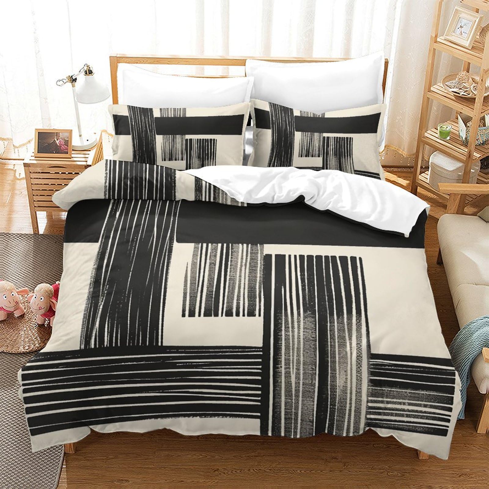 Parure de lit microfibre super douce King 220x240cm avec housse de couette imprimé 3D premium