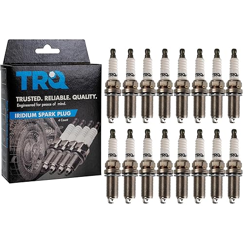 TRQ Spark Plug Set 16 Piece Iridium for 05-10 300 07-08 Aspen 08-10 Challenger 06-10 Charger 06-08 Commander 04-08 Durango Grand Cherokee 05-08 Magnum 03-08 Ram 1500 2500 3500 V8 Hemi