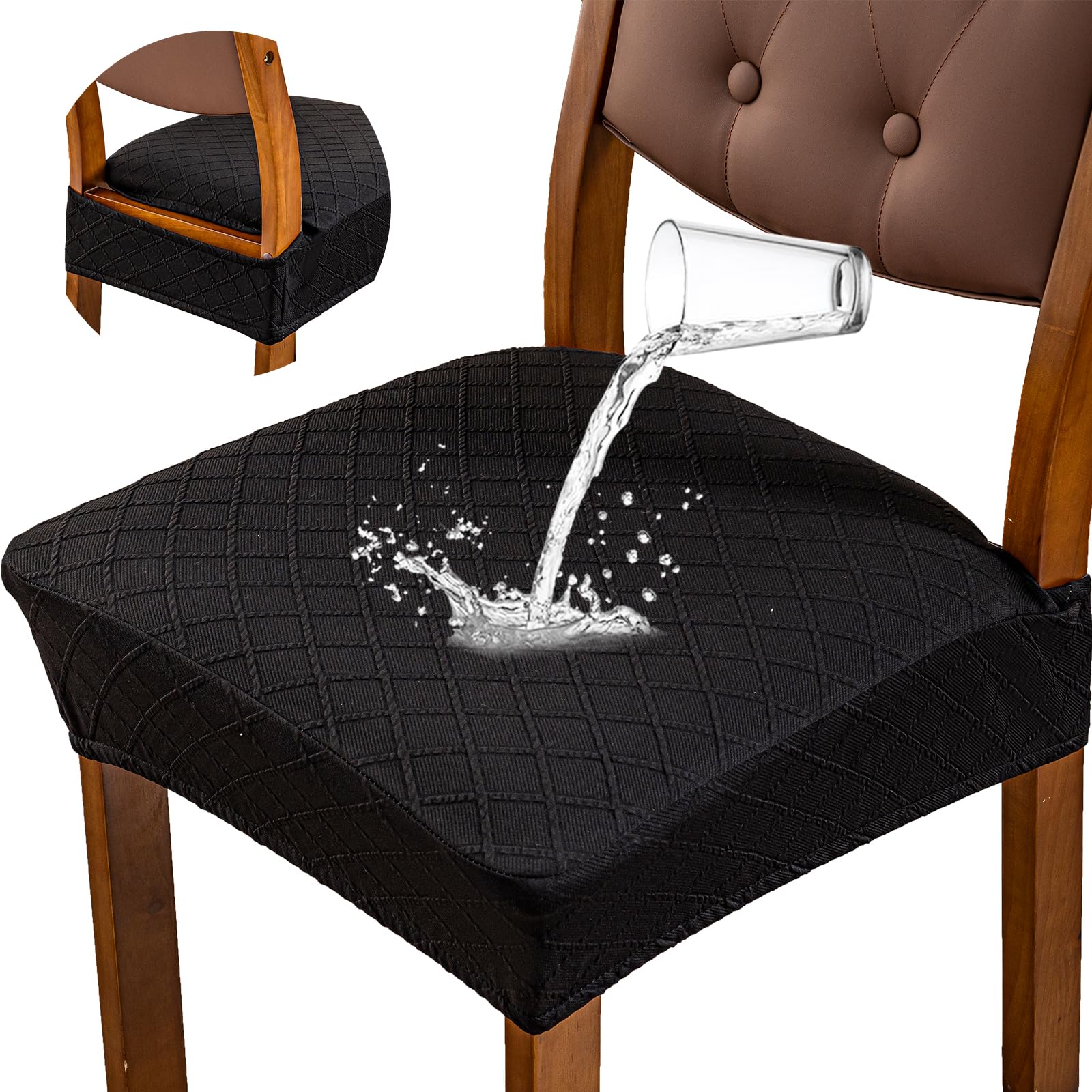Genina Waterproof Seat Covers for Dining Room Chair Covers,No Rear Covers