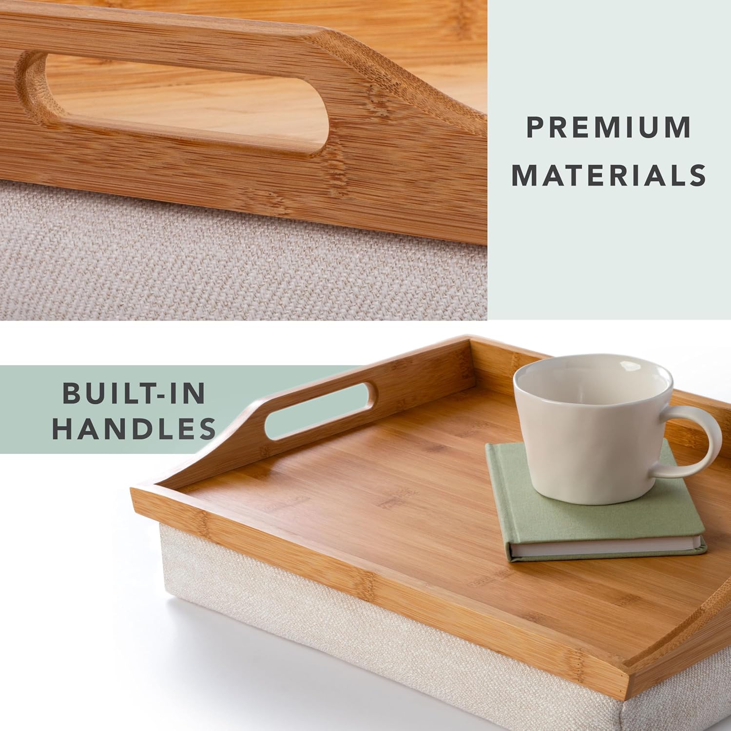 Natural Bamboo Lap Tray with Detachable Cushion