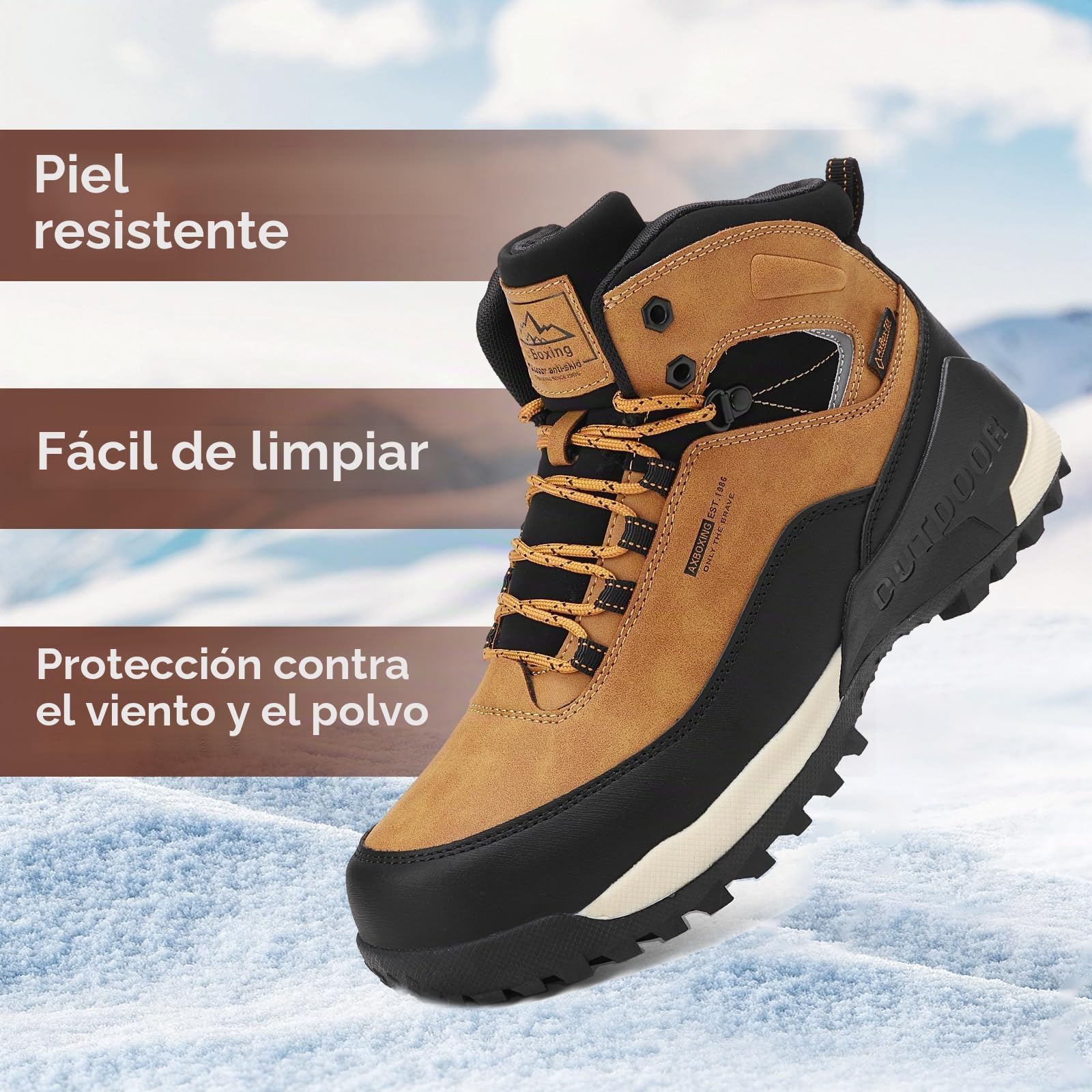 AX BOXING Botas Hombre Trekking Zapatillas Senderismo Invierno Botas de Nieve Cálido Botines Montaña al Aire Libre EU41-46