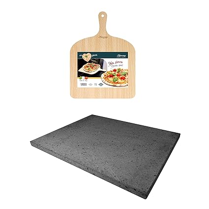 Eppicotispai Pizza Set with Cooking Stone and Pizza Peel, Silver