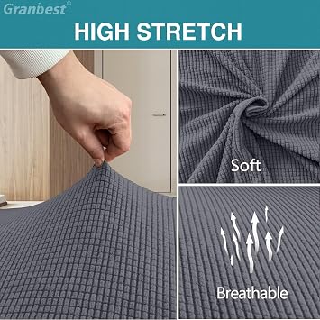 Granbest Jacquard Dining Chair Seat Covers Set of 4, High Stretch Dining Chair Slipcovers Anti-dust Seat Protector for Dining Room, Kitchen (Grey, Set of 4)