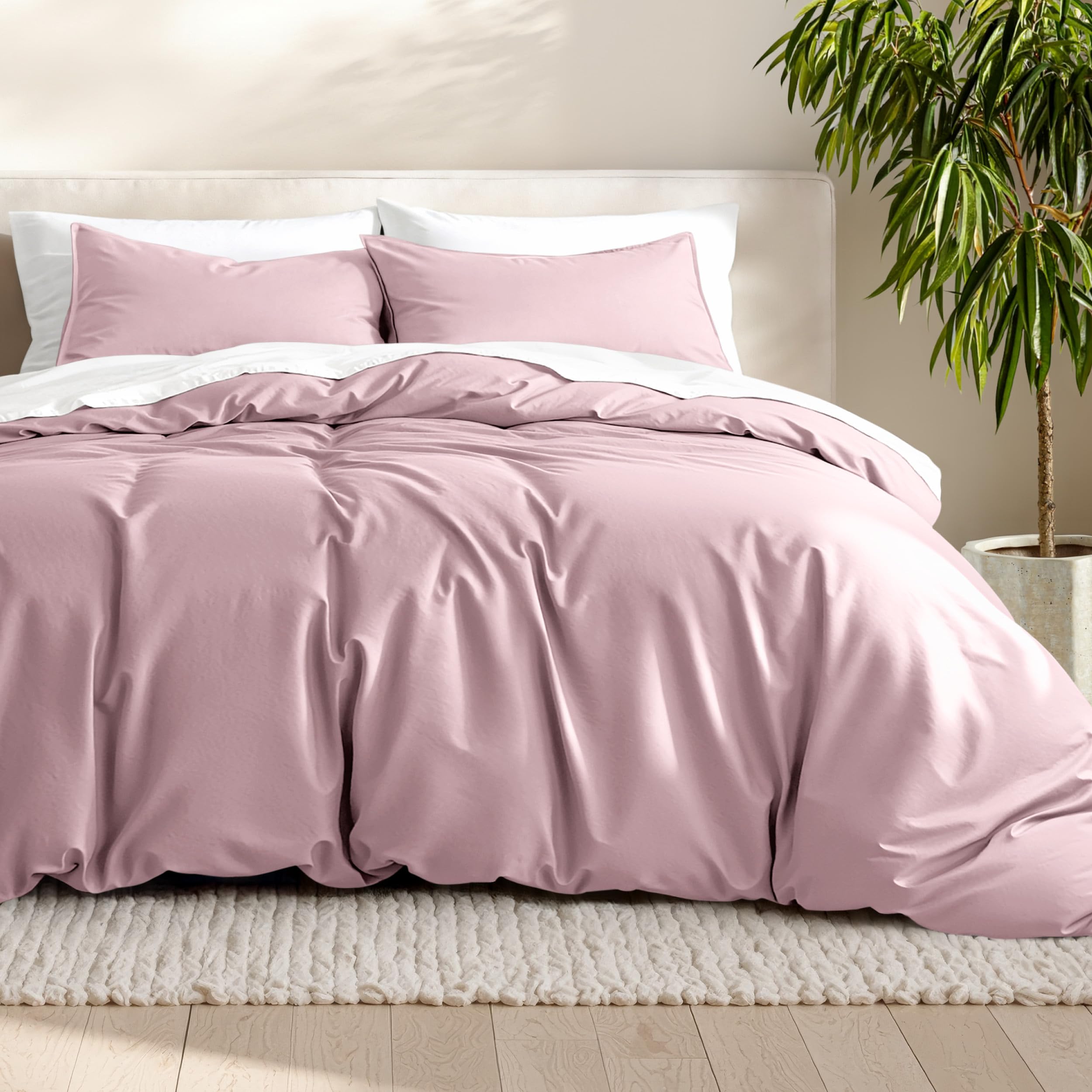 bare home bedding duvet cover extra long size - premium 1800 super soft collection - lightweight, cooling - soft breathable bedding duvet cover (twin/twin xl, dusty pink)