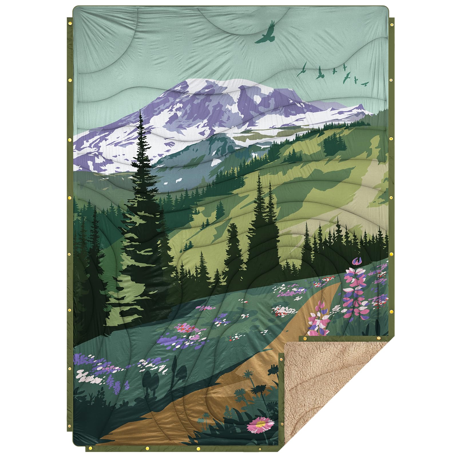 Campingdecke Outdoor I Reisedecke Ultraleicht Verstaubar I Camping Thermodecke Wasserabweisend Für Wandern, Reisen, Hängematte,Van, Flugzeug Decke I Thermal Sherpa & Ripstop,200x145cm