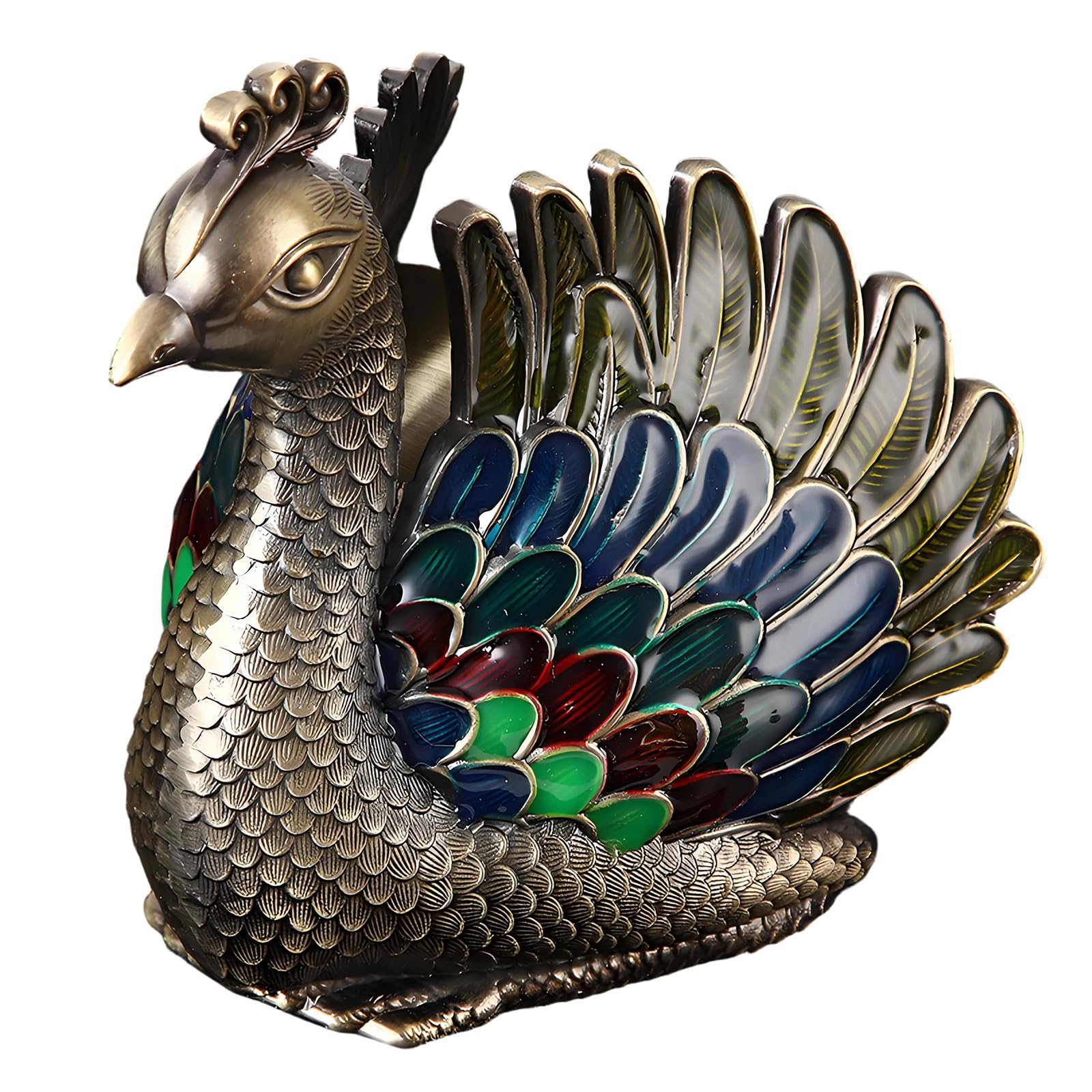 WEILWH Decorative Metal Peafowl Ashtray Windproof Ashes Holder with Lid for Home Offices and Garden Decoration Housewarming Gift Windproof Ashtray