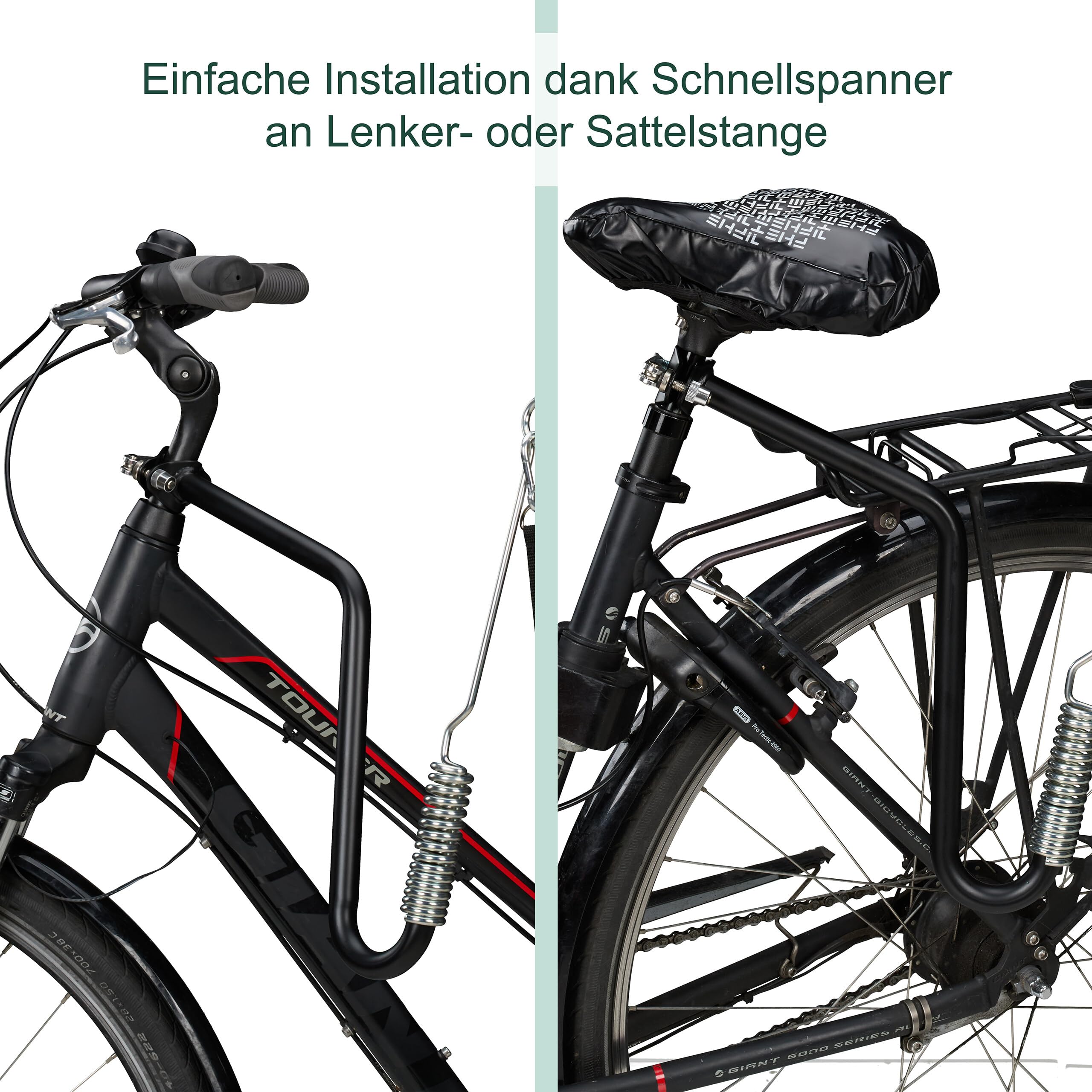 Relaxdays Fahrradleine Hund, Hundestange für Fahrrad, Hundeleine mit Abstandshalter & Feder, Hände frei, schwarz/Silber