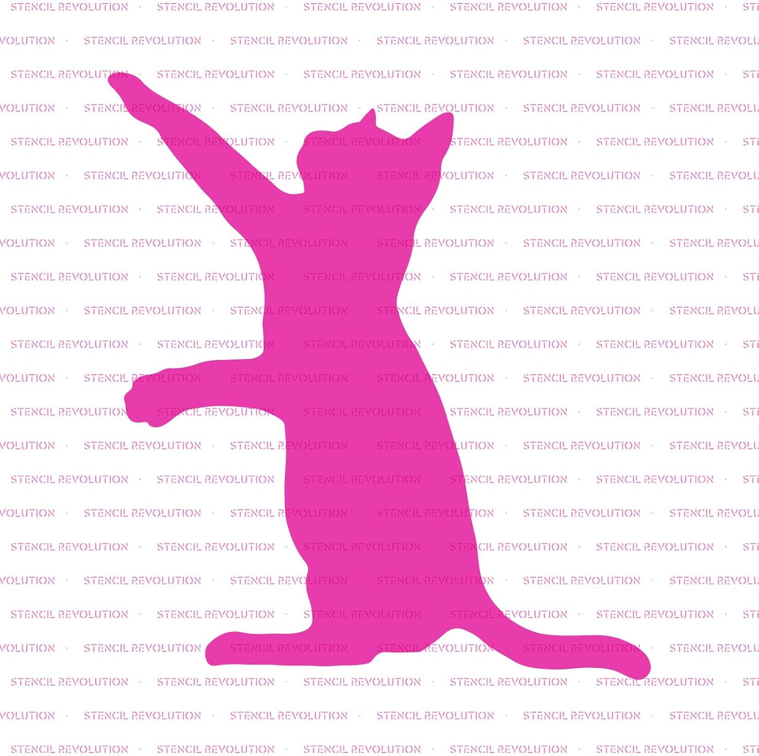 Cat Stencil Art - Cat Scratching, Silhouette