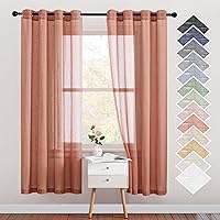 Vista 246 de NICETOWN Cortinas semitraslúcidas con textura de lino, con ojales, tratamiento de ventanas, cortinas verticales de lino con filtro de luz para sala