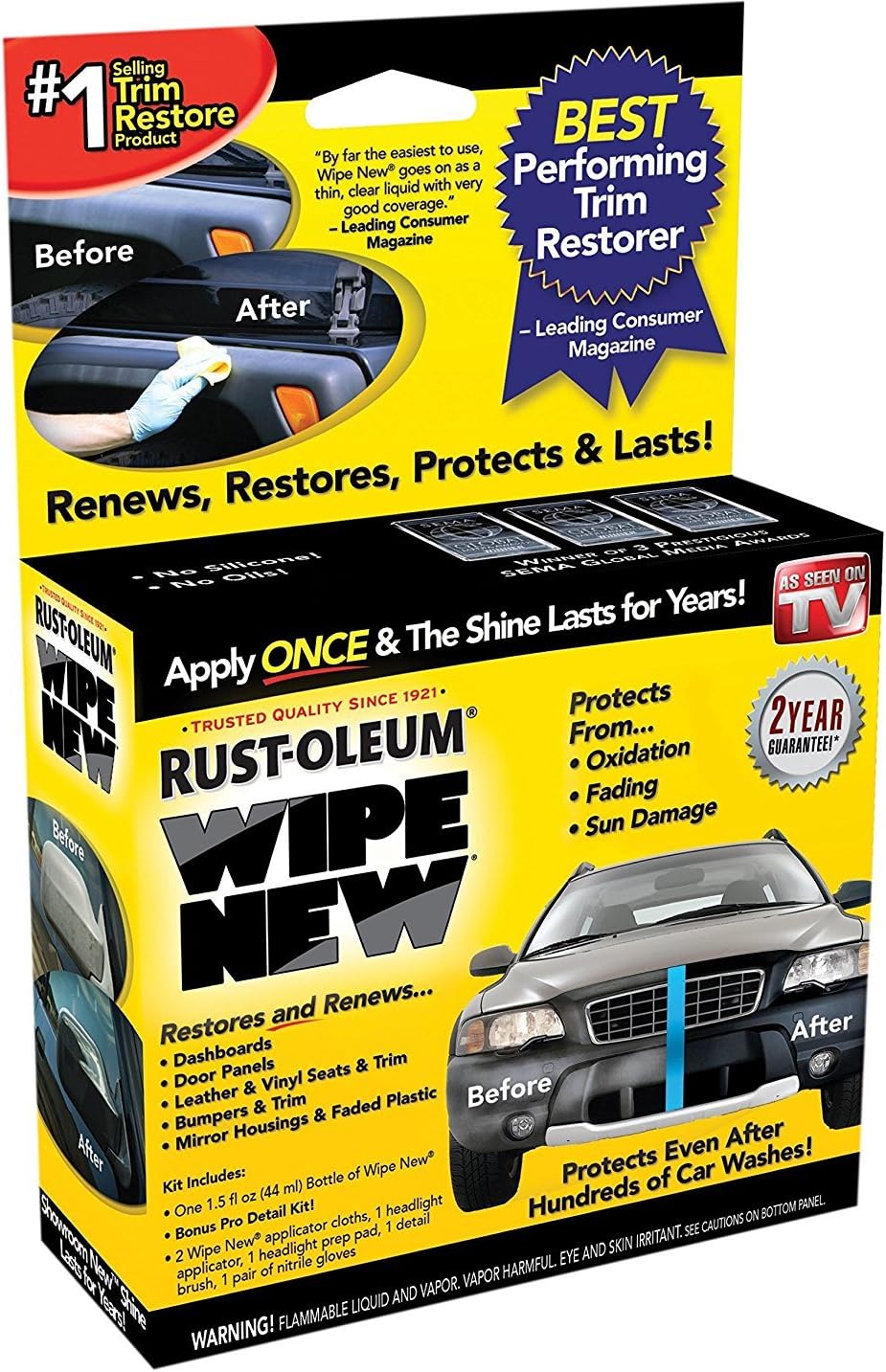 Wipe New Car Interior Polish/Restorer - One Application lasts For months, no need for repeated applications