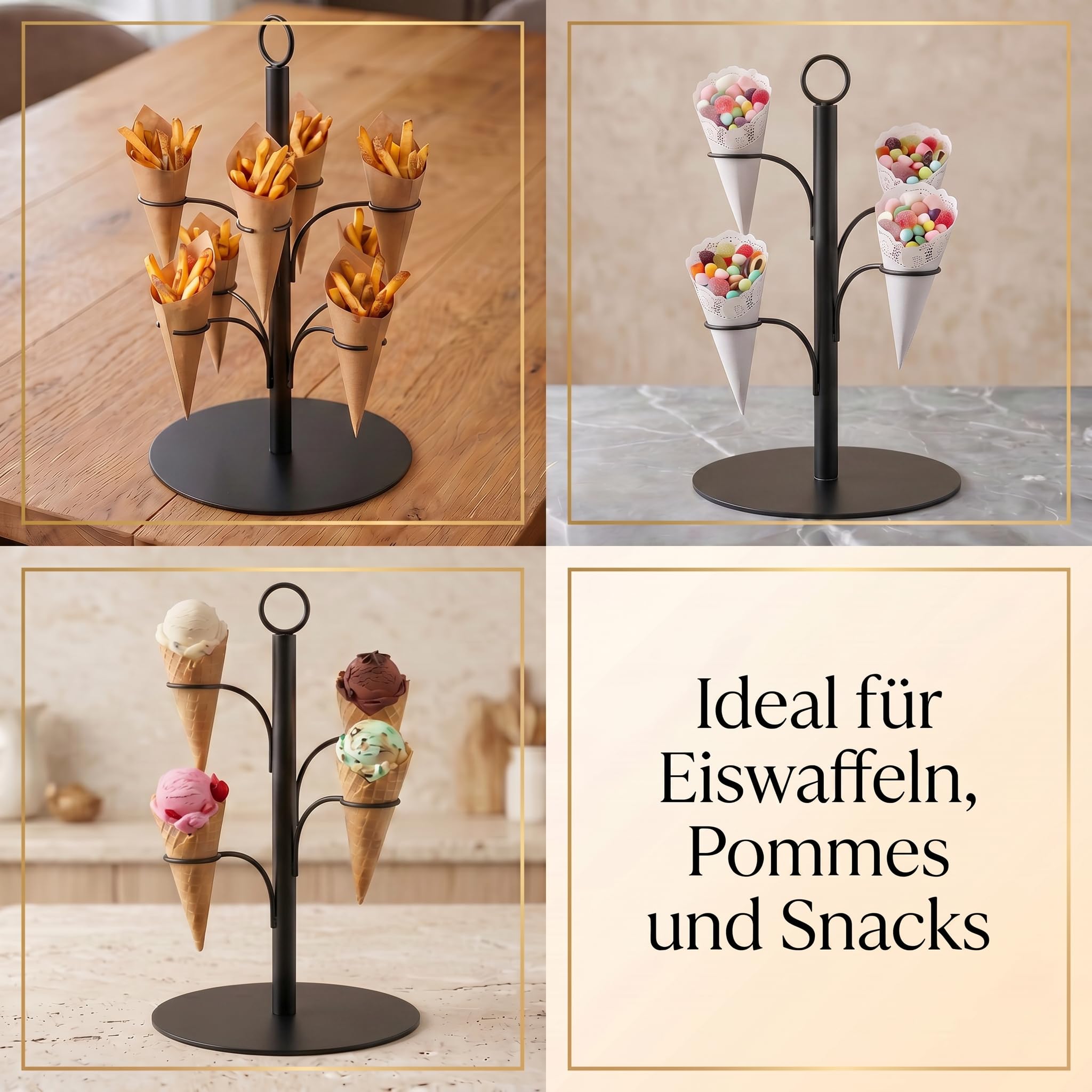 Getränke Tower ohne Montage - Aperol Ständer für 8 Gläser - Bar Zubehör für Gastronomie - Cocktail Tower und Champagner Geschenk - Alternative zur Aperol Maschine (schwarz)