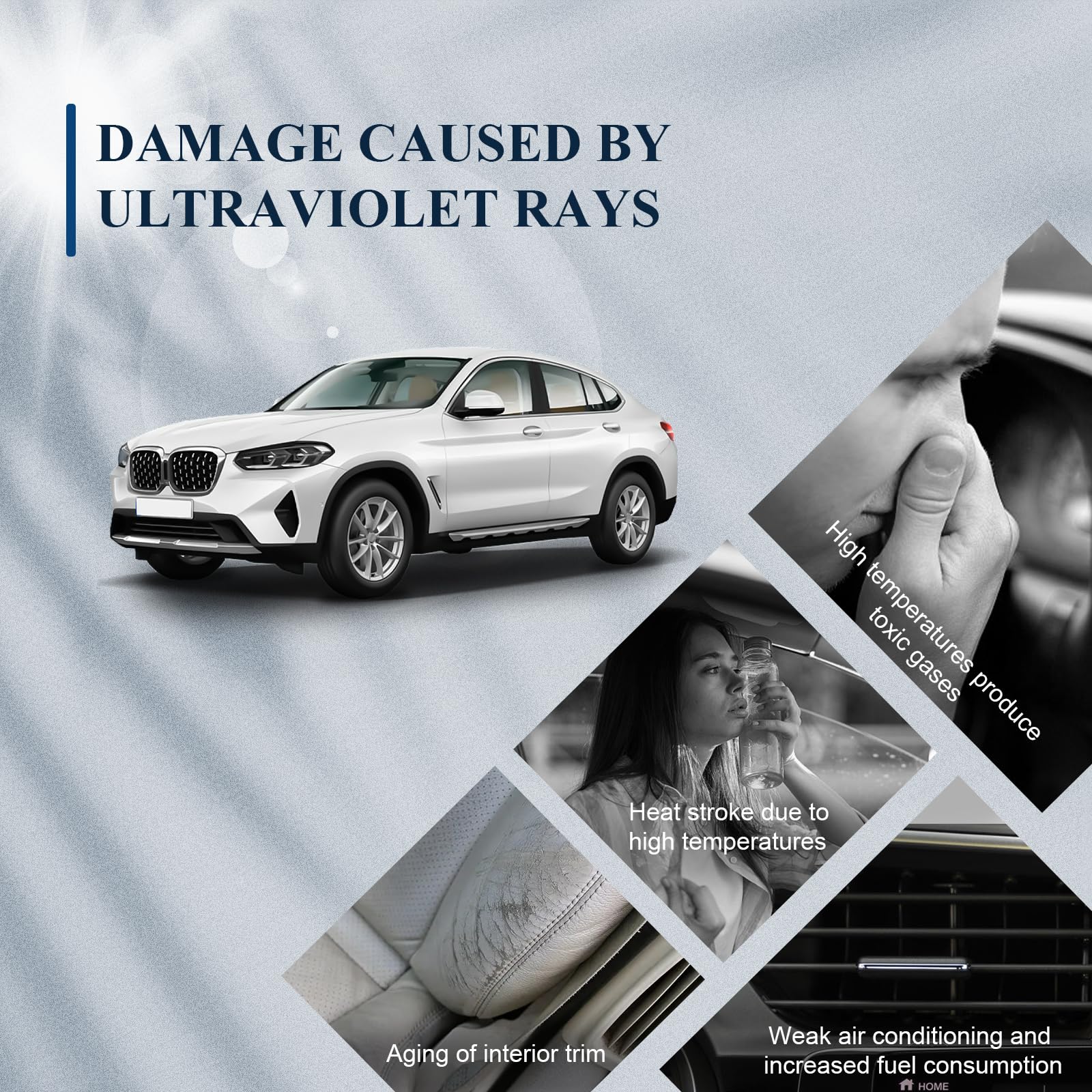 BIBIBO BMW X4 G02 Osłona przedniej szyby, Pokrywa samochodowa kompatybilna z BMW X4 G02, Ochrona przeciwsłoneczna przedniej szyby Składana, Osłona przeciwsłoneczna przeciw promieniom UV