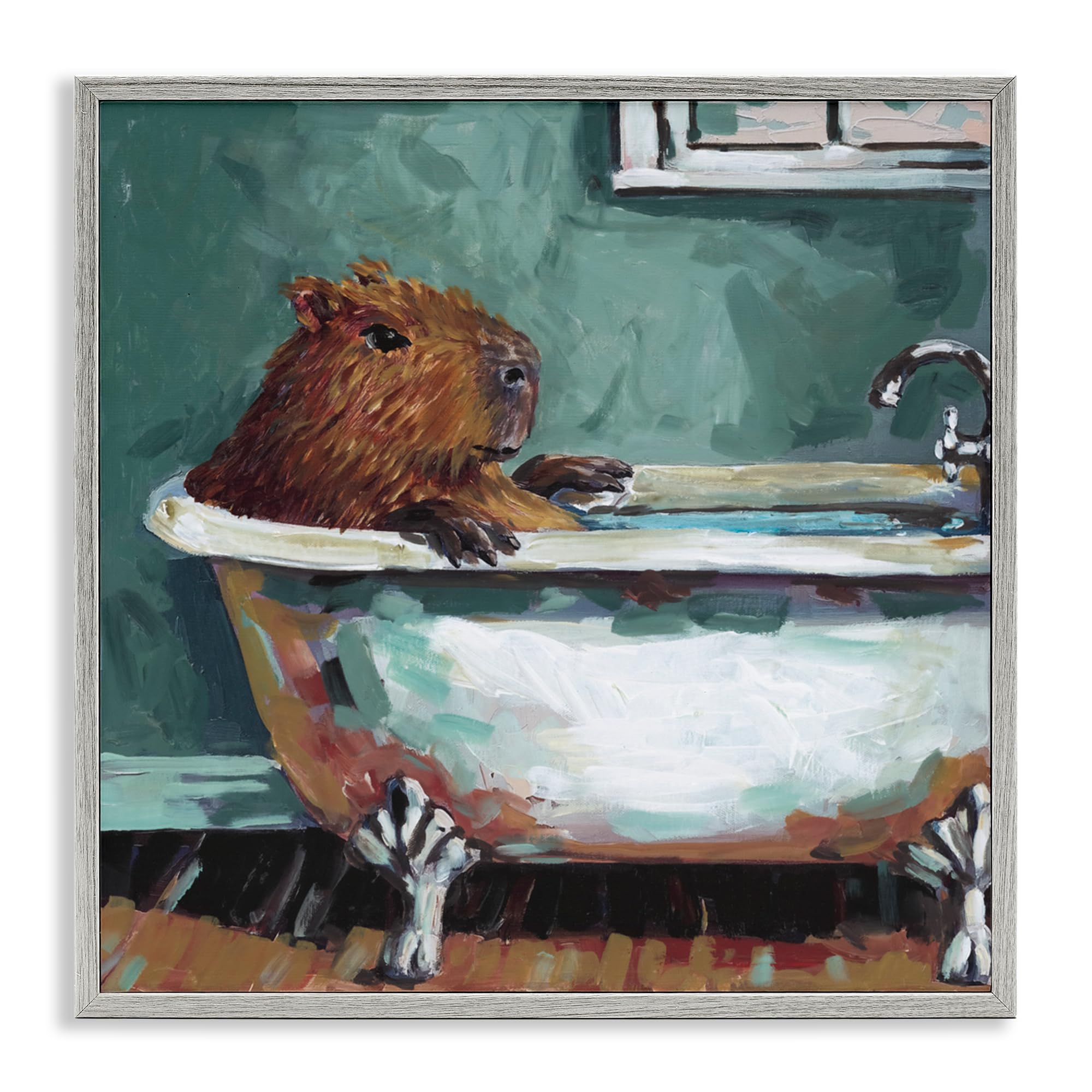 Stupell Industries Capybara in Bubble Bath Black Framed Giclee Art, design by Studio Bautista, 12 x 12