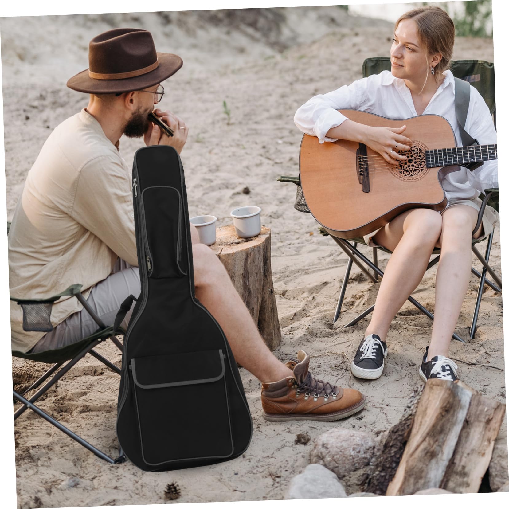 Totority 40/41 Inch Thickened Guitar Bag Waterproof Double Shoulder Backpack Black Practical Guitar Bag