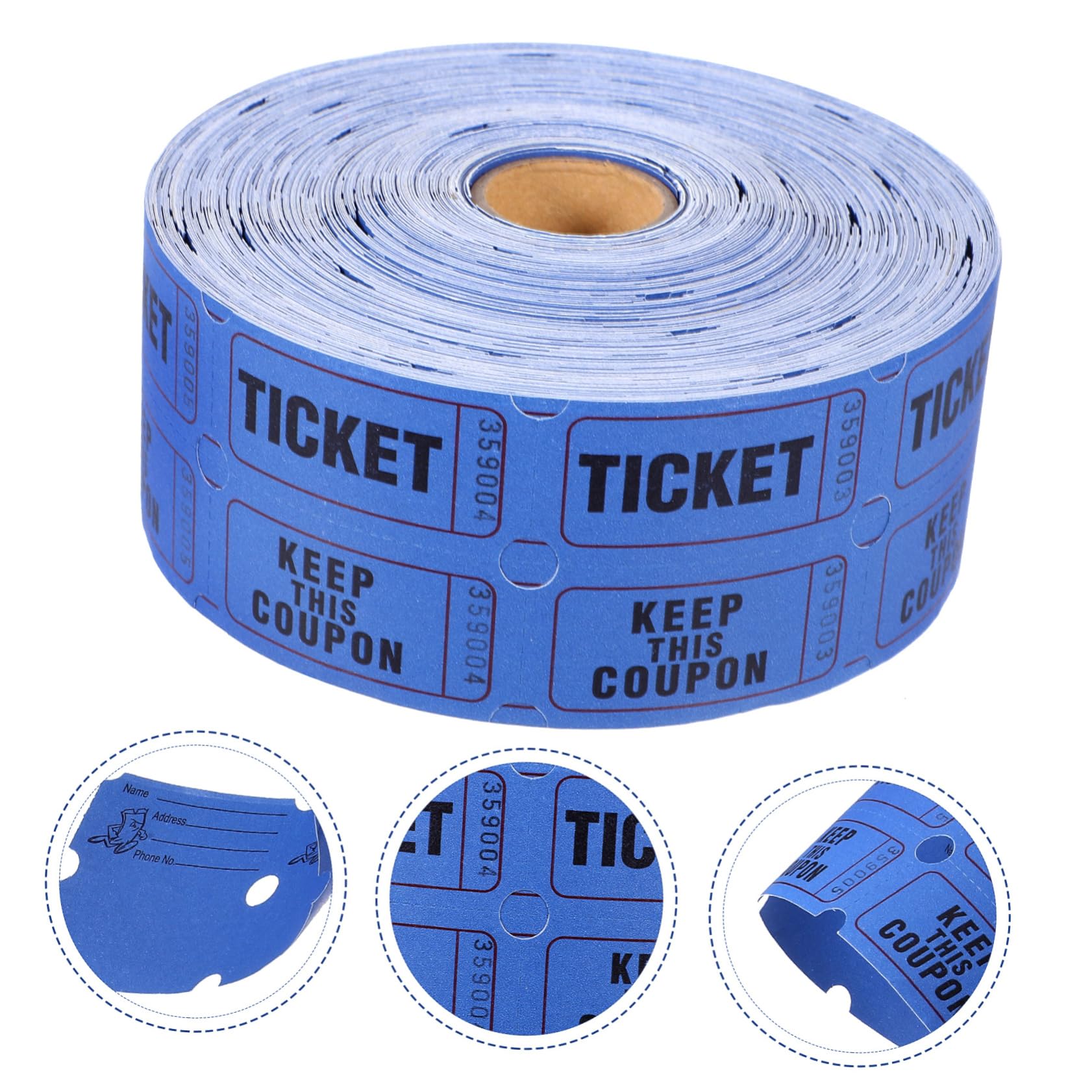 Boletos para Rollo Perforados Papel para en Fácil Rifa Azul de Uso Separación Ideales Divertidos y para Eventos y Sorteos