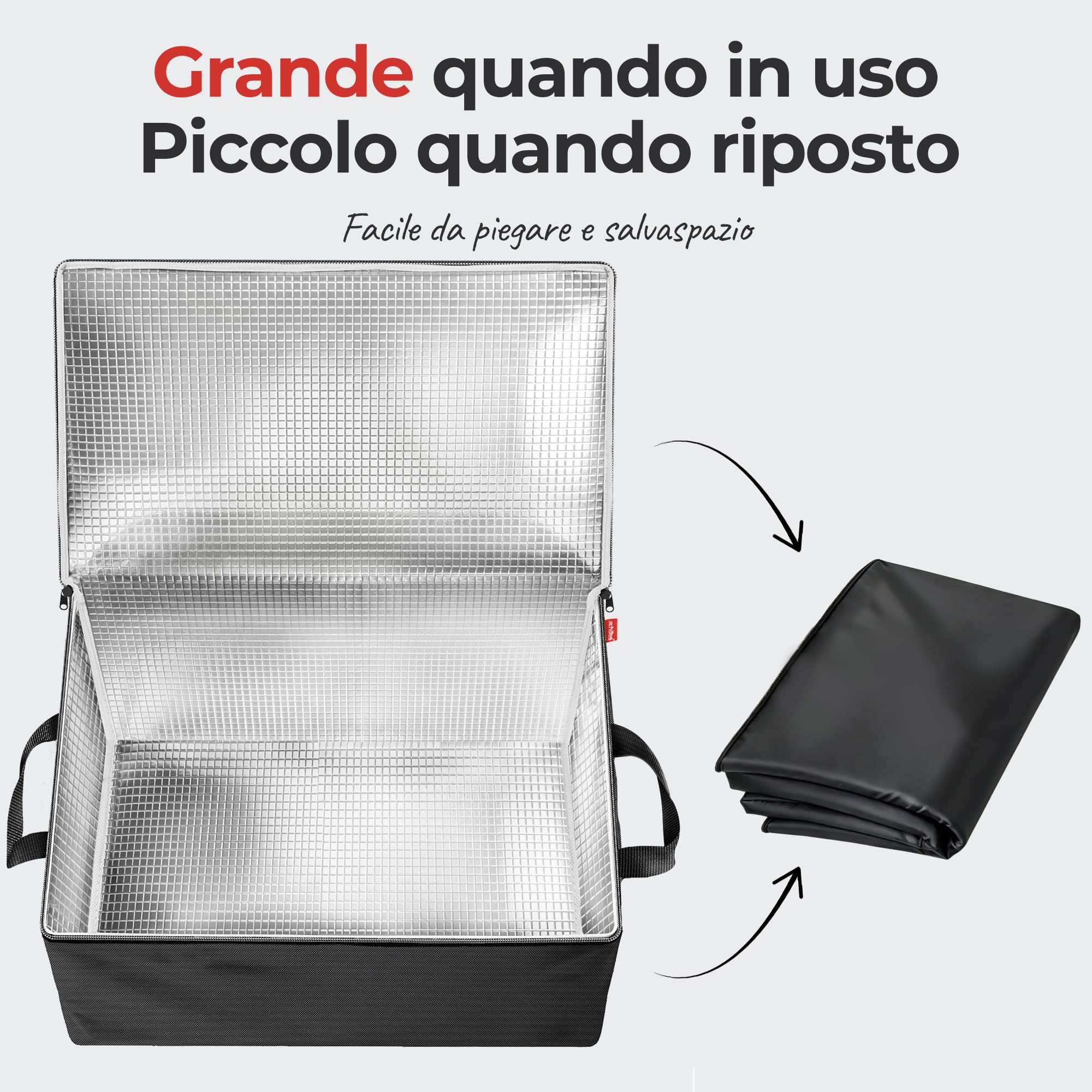 achilles Borsa Frigo Grande - 53L Borsa Termica - Borsa Frigo Pieghevole - Borsa per Mantenere il Cibo Caldo o Freddo - Organizer Bagagliaio - Portaoggetti Bagagliaio - Nero - 57x37x25 cm