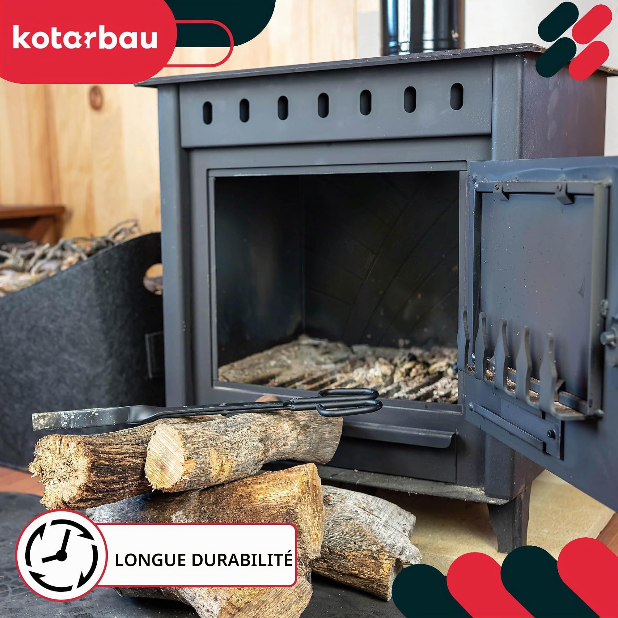 KOTARBAU® Plaque Fonte pour Cheminée - 47 x 31,5 cm - Anthracite - Décorative - Plaque Fonte pour Insert Cheminée - Résistante à la Chaleur - Motif Zigzag