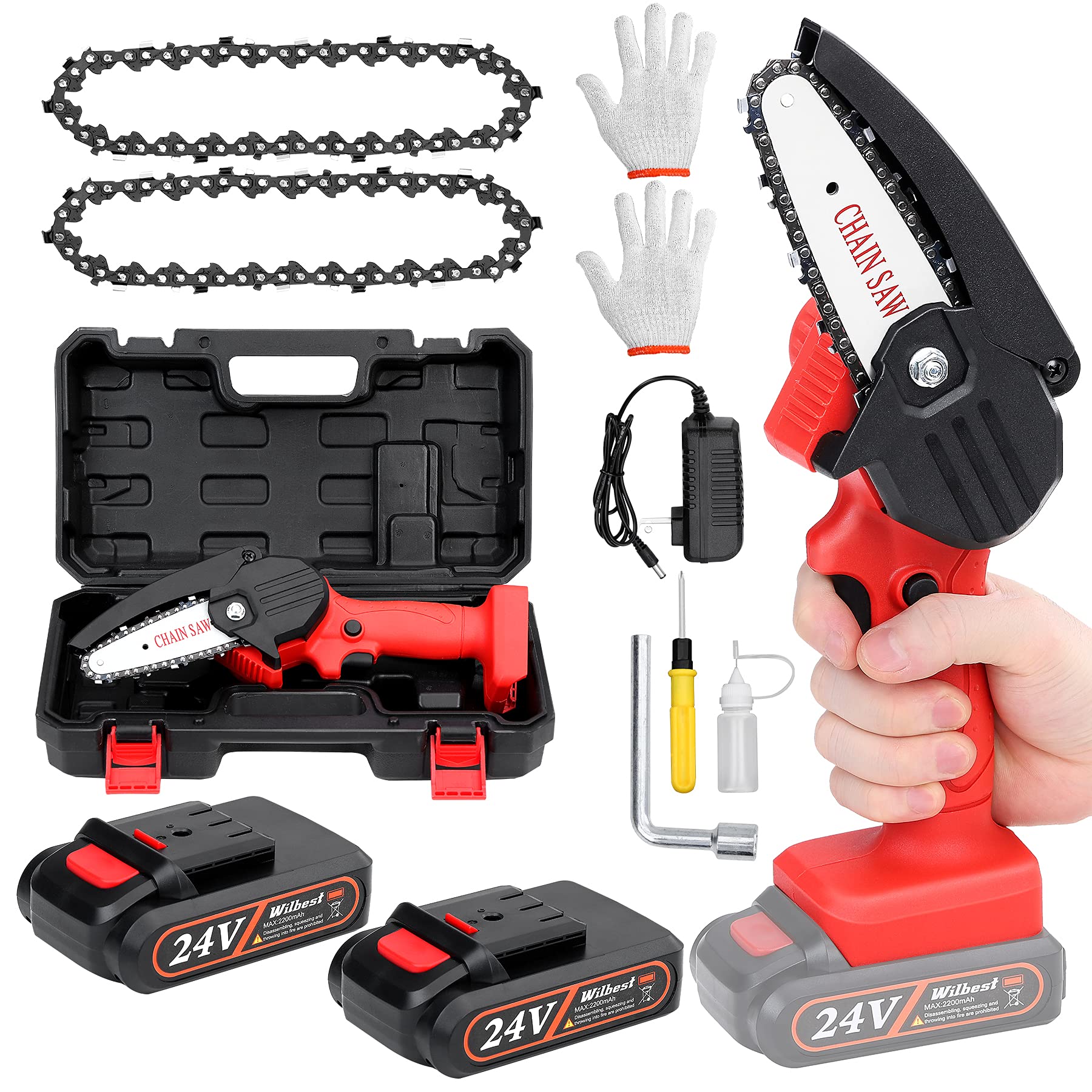 Buy Mini Chainsaw, 4Inch Chainsaw Cordless Portable Electric Chainsaw