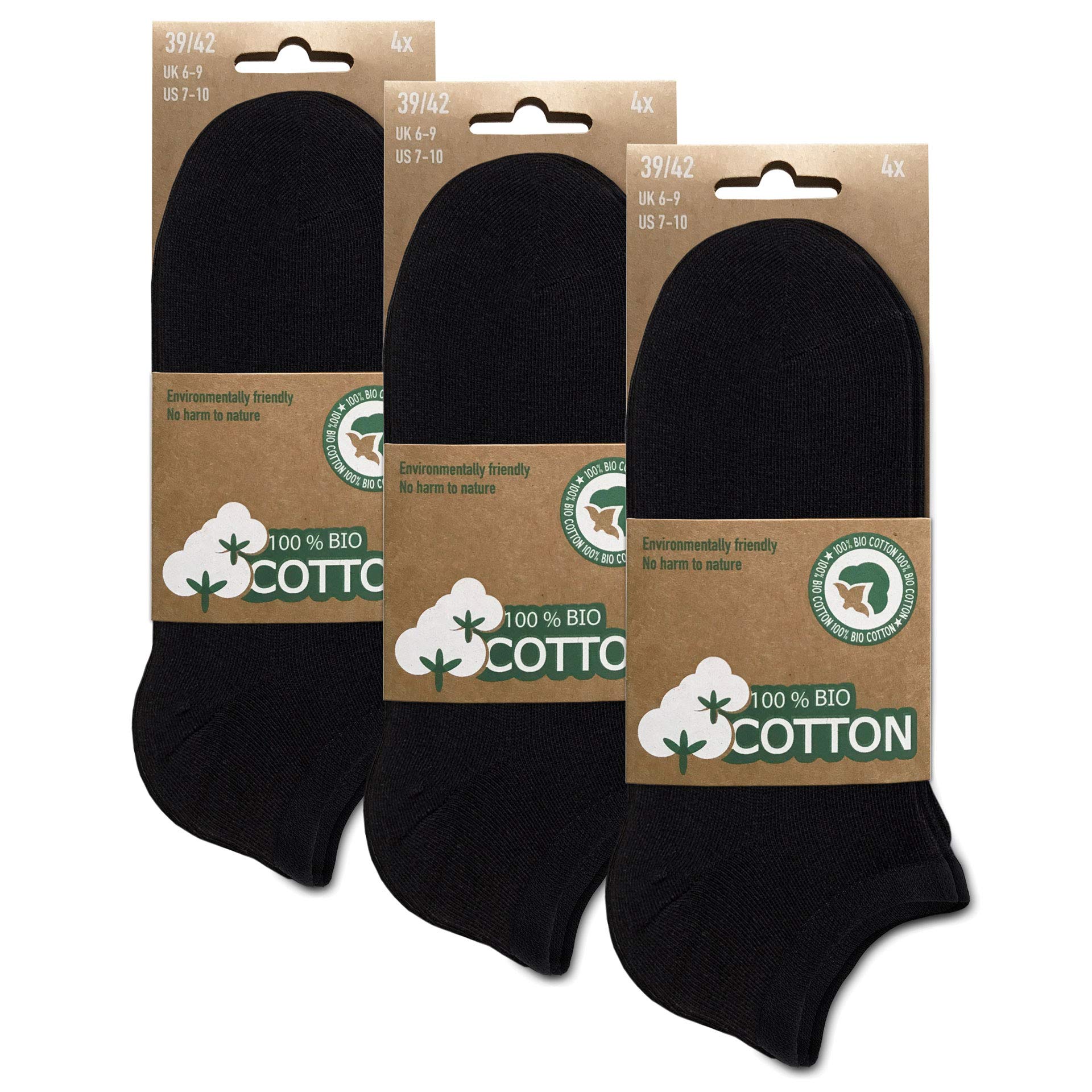 BIOBASICS Herren & Damen (4-12 Paar) BIO Sneaker Socken Kurz OEKO-TEX 100 Baumwolle