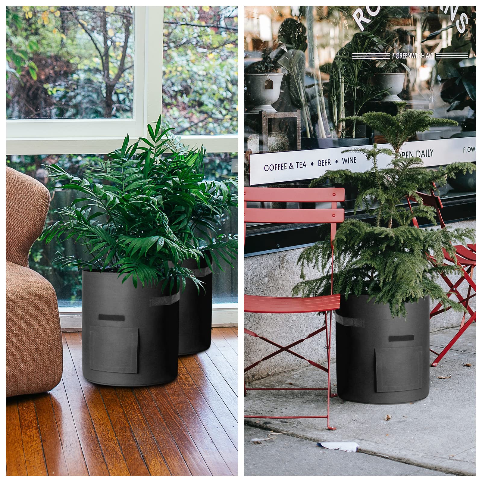 LITLANDSTAR Paquete de 6 bolsas de cultivo de patatas de 15 galones, bolsa de plantas de jardín de tela no tejida resistente con solapa y asas, macetas de tela de aireación para cultivar verduras,
