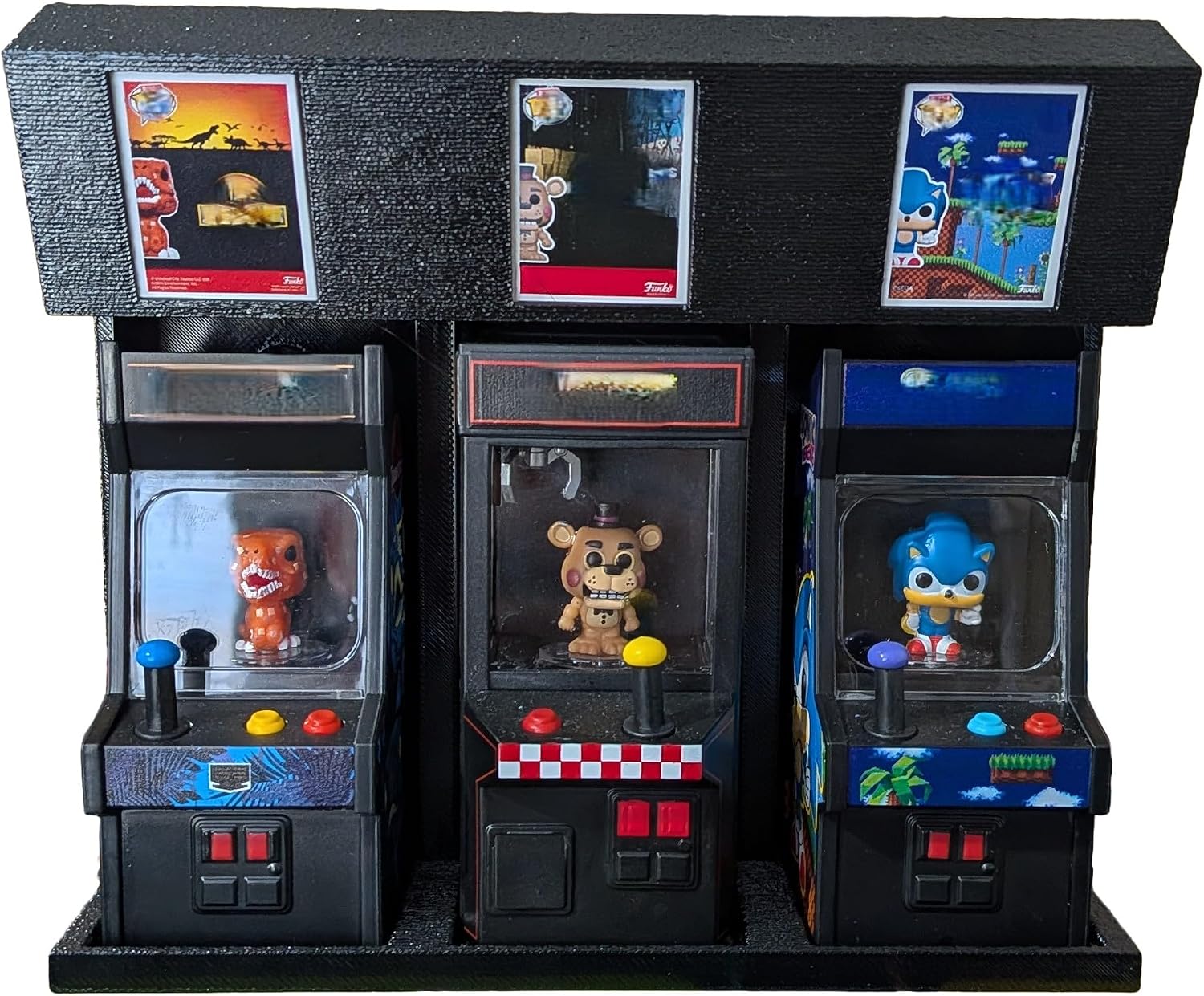 Bitty Pop Arcade Display for Bitty Pops, 3D Printed, Wall Mountable or Free Standing, Holds 1-4 Arcades (Black, 3 Arcades)