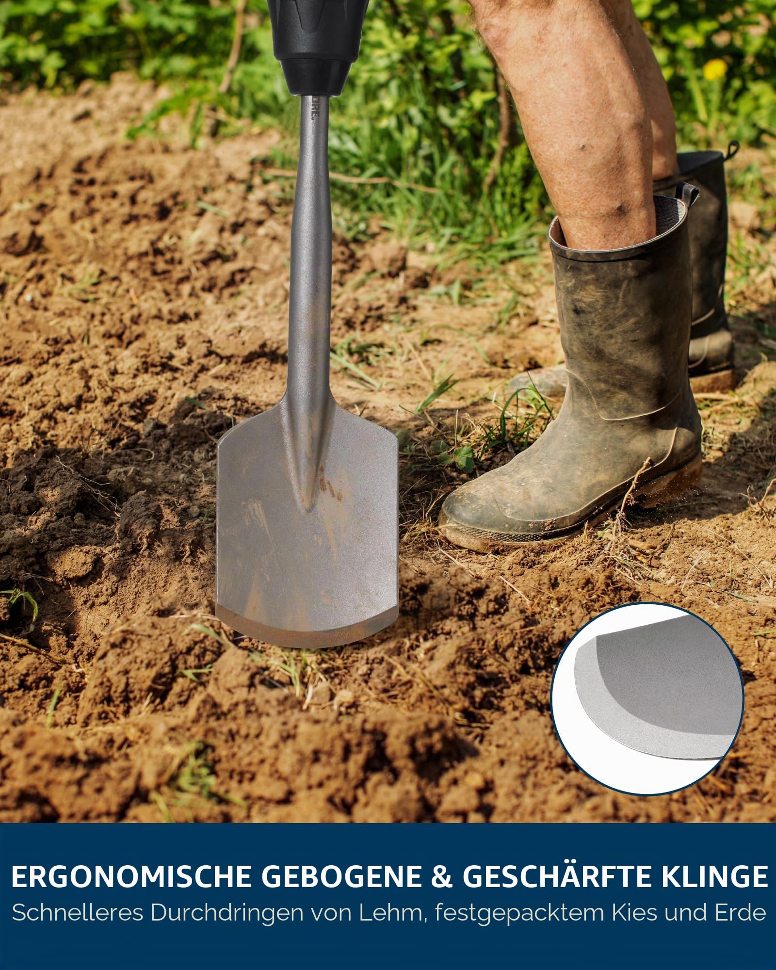 SDS MAX Schaufelmeißel 115 mm ×445 mm, Firecore Tonspaten für SDS Max Schaft, Abstemmen für Abbruchhammern, Asphaltmeißel von Beton Mauerwerk Gartenarbeit Landschaftsbau Beton Ziegel Sand Stein
