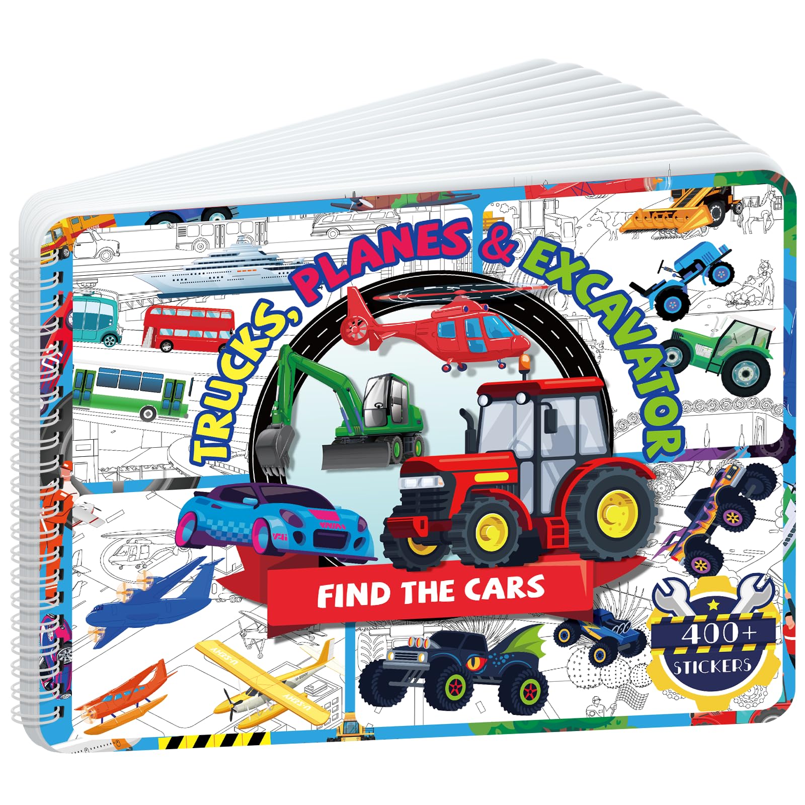 Kalysky Find the Cars Sticker Book for Kids, 400+ Stickers for Children, Search Vehicle and Sticker Fun Activity Book for Travel, Learning Toys for Boys and Girls โ image 1