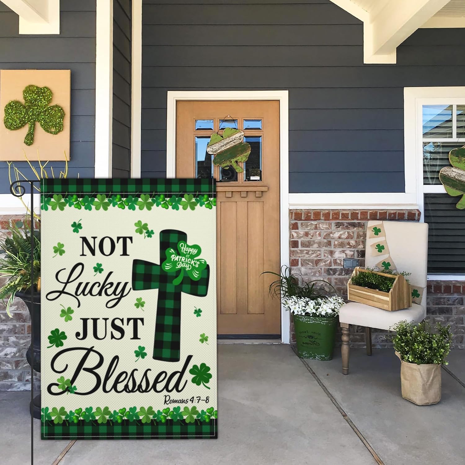 St Patricks Day Garden Flag 12×18 Inch Double Sided Happy St Patrick's Day Yard Garden Flags for Outside Shamrock Lucky Irish Blessing Garden Flag Outdoor House Holiday Decorations - Image 6