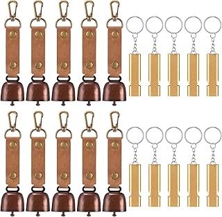 Hotop 10 Bear Bell with Whistle Set 10 Loud Bear Bell with Magnetic Silencer Emergency Whistle Bear Protection Product Survival Outdoor Hiking Camping Fishing Climbing Self Defense
