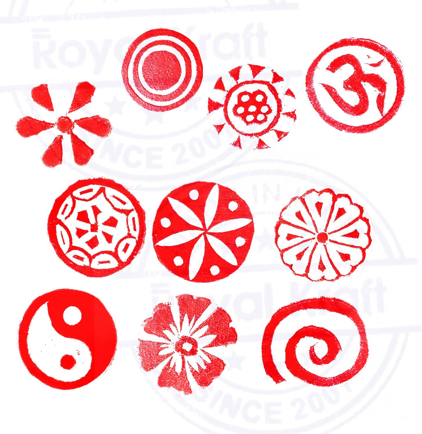 Textile Wood Blocks Handmade Small Round Shape Printing Stamps (Set of 10) Htag2104 - Image 4